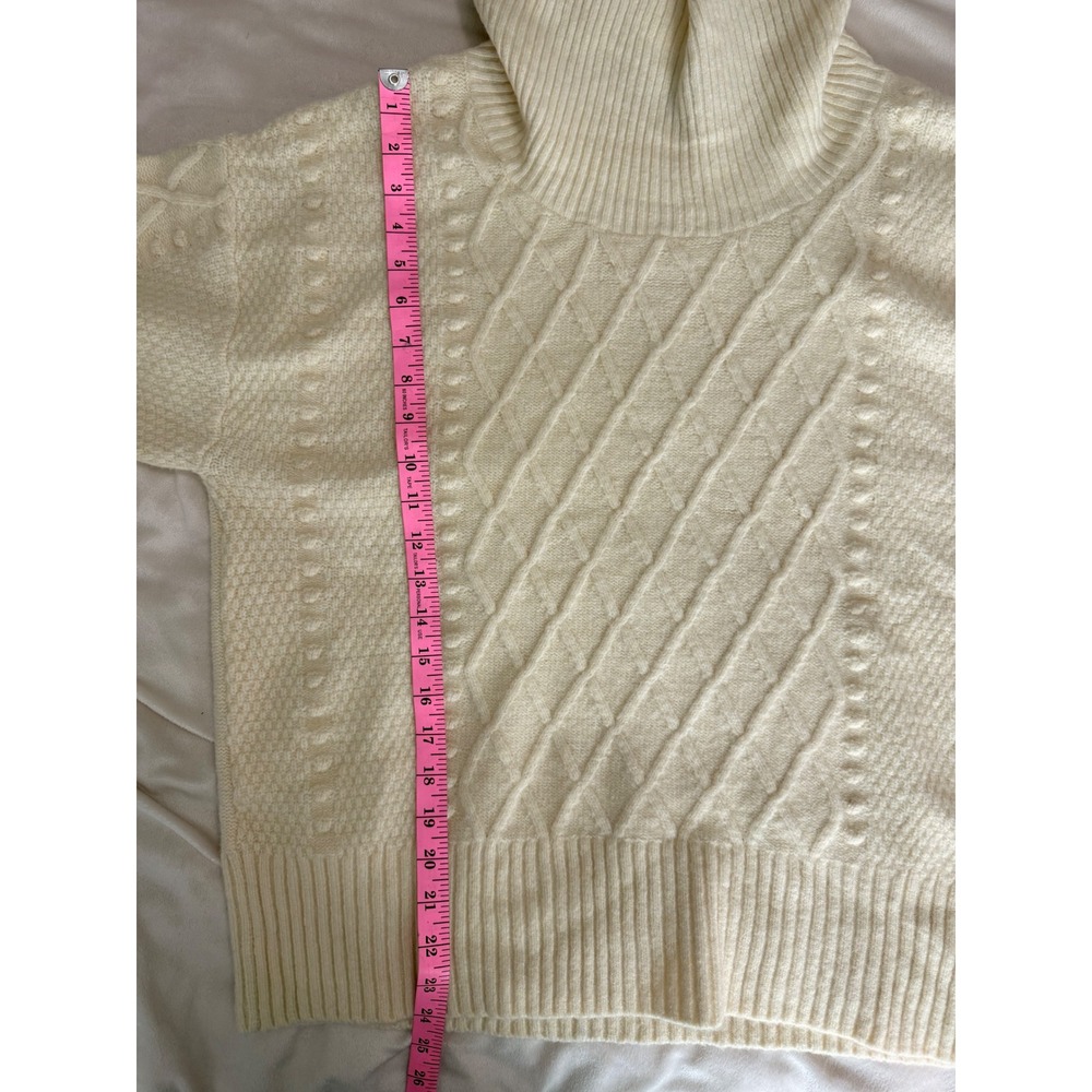 Draper James Ivory Cable Knit Cowl Neck Sweater Wool Blend Cream Womens Large - Picture 9 of 9